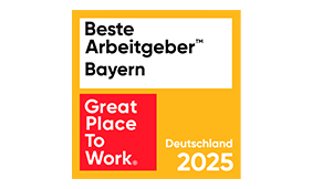 Auszeichnungssiegel der Initiative Great Place to Work: Beste Arbeitgeber in Bayern 2025.