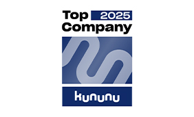 Auszeichnungssiegel der Plattform kununu als Top Company 2025 für hervorragende Arbeitgeberbewertungen