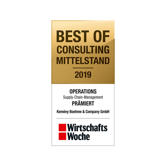 "Best of Consulting for Small and Medium-Sized Businesses 2019" Seal of Recognition from WirtschaftsWoche