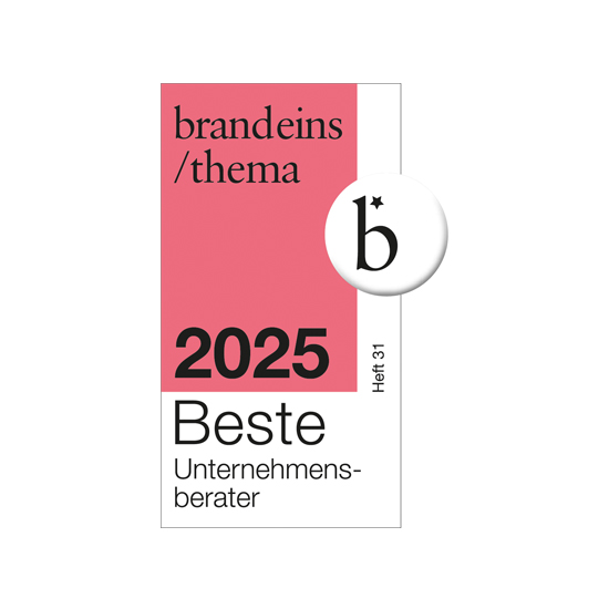 Seal of Recognition for "brandeins" as Best Management Consultant 2025