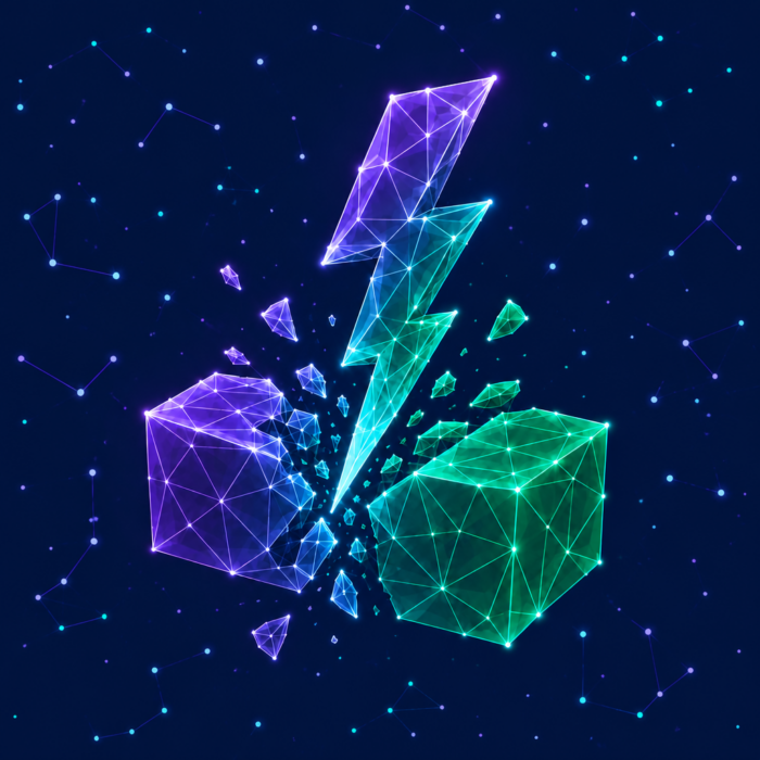 Disruptive cost optimization depicted by a lightning bolt striking a rectangle