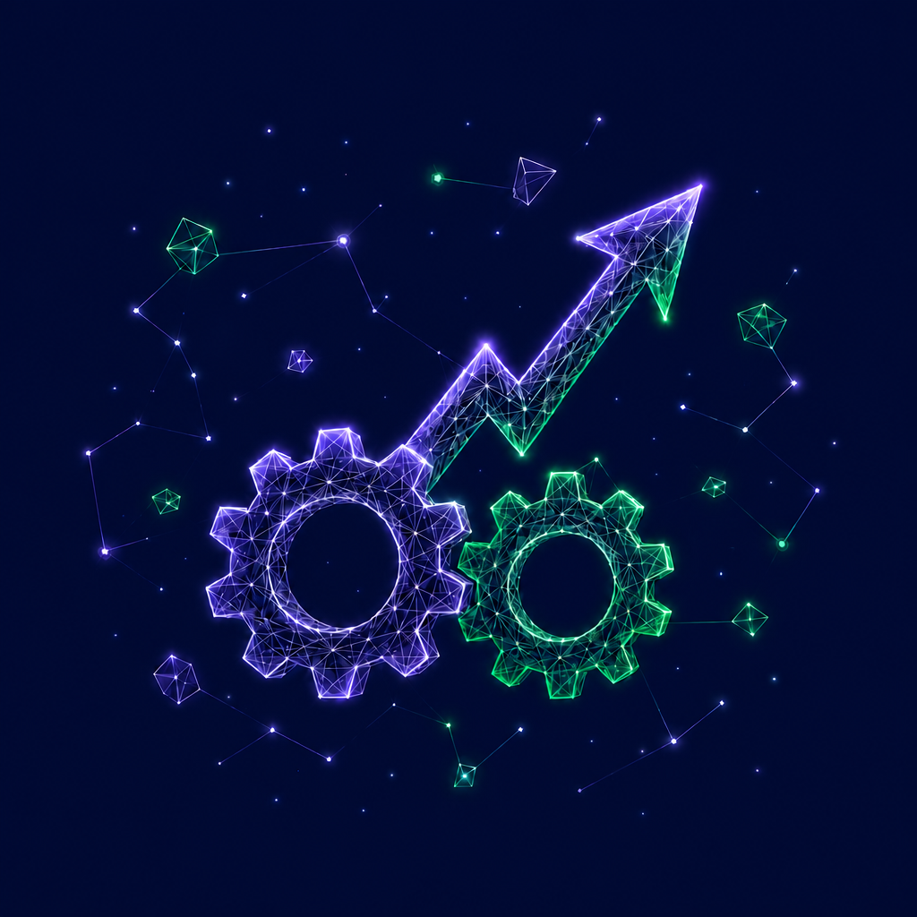 Process consulting, represented by a gear and an upward-pointing arrow