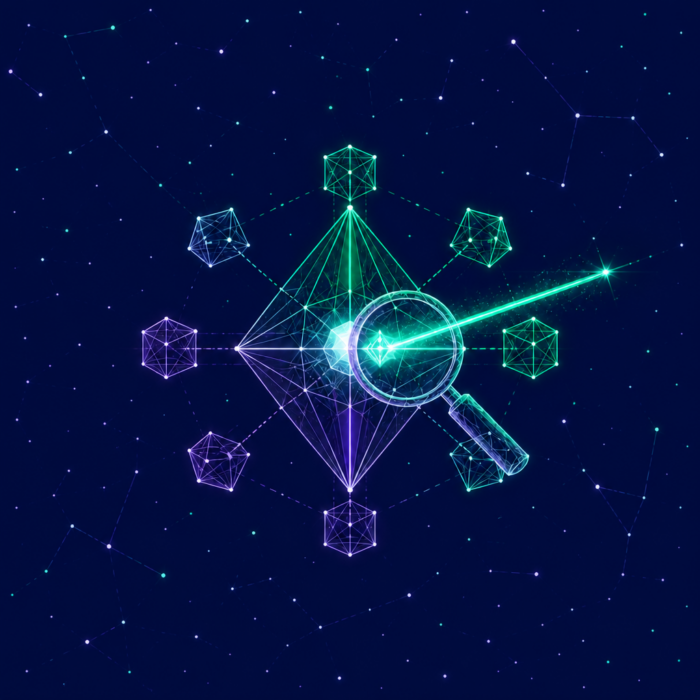 Core competency analysis and USP depicted as a diamond with a laser beam hitting its center.
