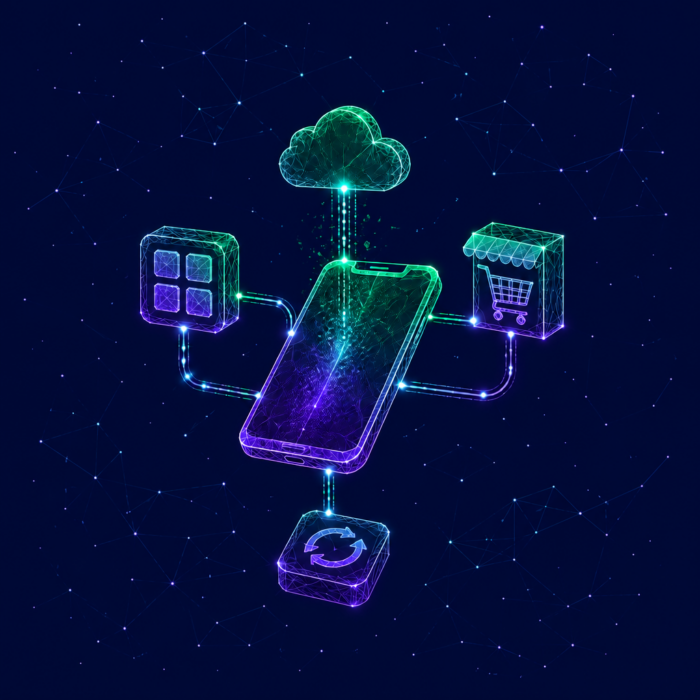 Digital business models illustrated by a cell phone