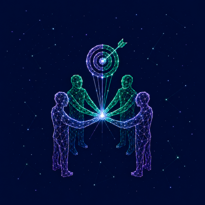 A task force depicted as four people holding hands.