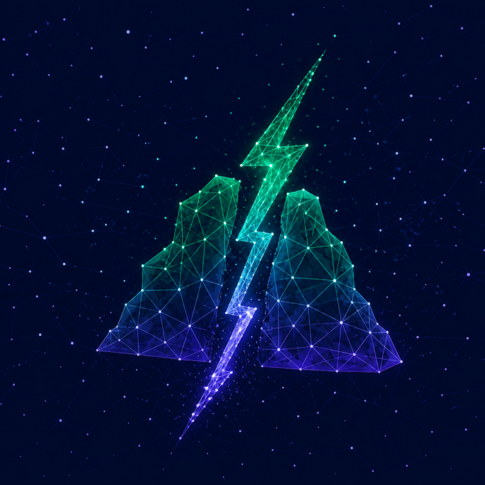 Identifying and resolving bottlenecks, illustrated by a mountain split by a bolt of lightning.