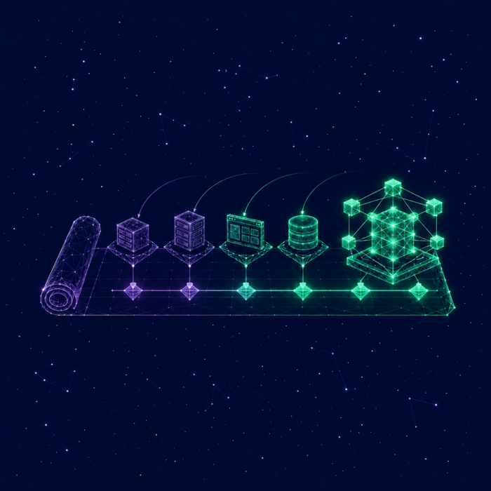 Project plan for the implementation of SAP S4HANA and other IT systems, illustrated by a treasure map showing the individual steps.