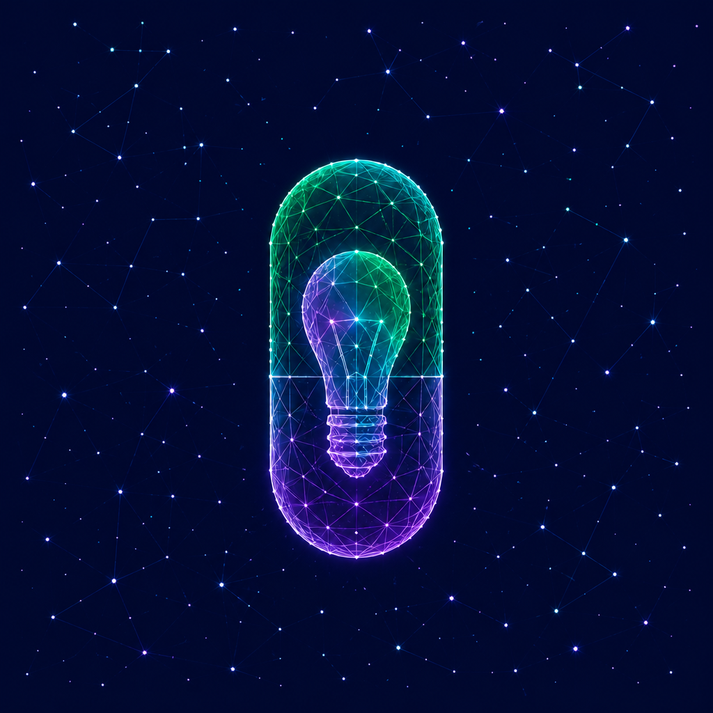 Innovationsberatung dargestellt durch eine Glühbirne in einer Tablette.