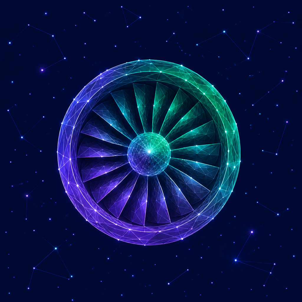 The aviation industry, represented by an aircraft turbine