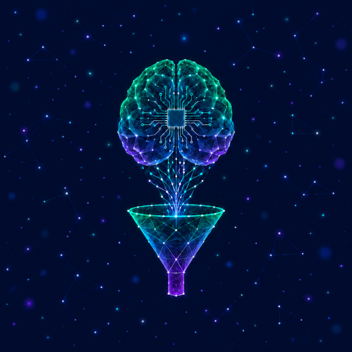 A brain that feeds information into a funnel. This is what AI in sales looks like.
